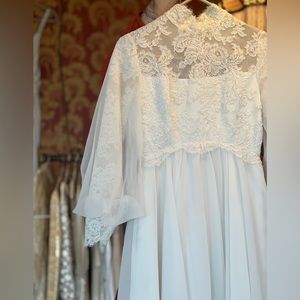Vintage Piccione Wedding Dress. Balloon sleeves, lace, and hand beaded details.